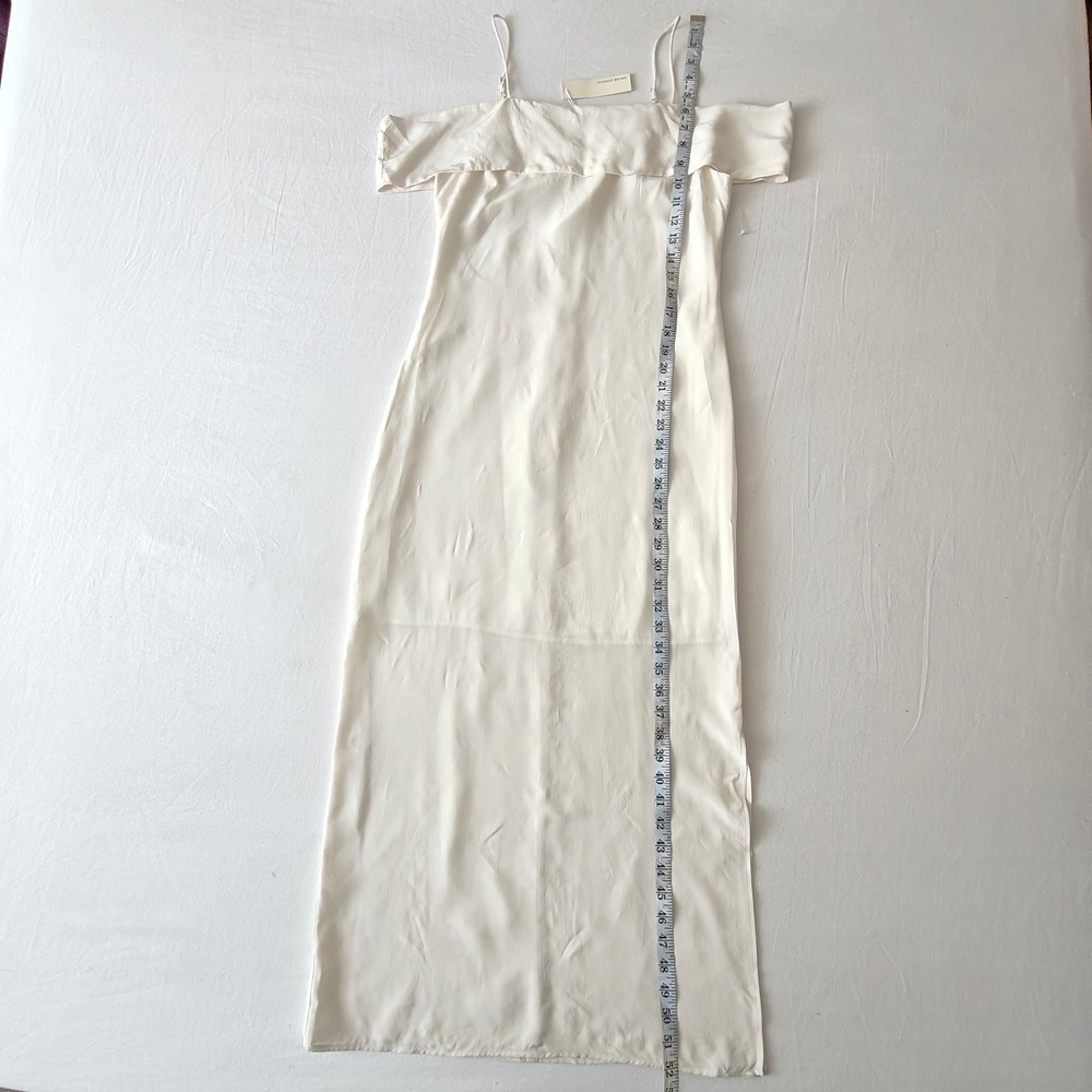 Lavender Brown Ivory Off Shoulder Cold Shoulder Maxi Dress Side Slits Size XS - Picture 4 of 7